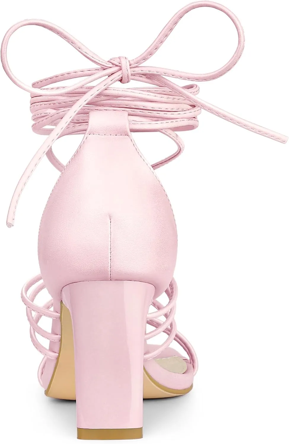 Allegra K Women's Lace Up Strappy Chunky High Heels Sandals