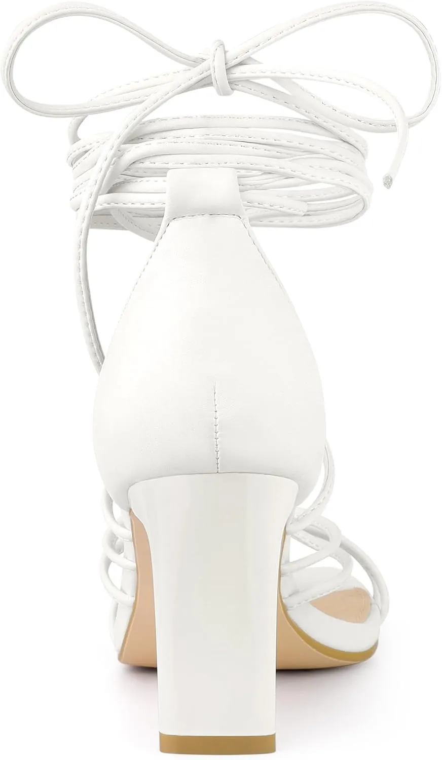 Allegra K Women's Lace Up Strappy Chunky High Heels Sandals