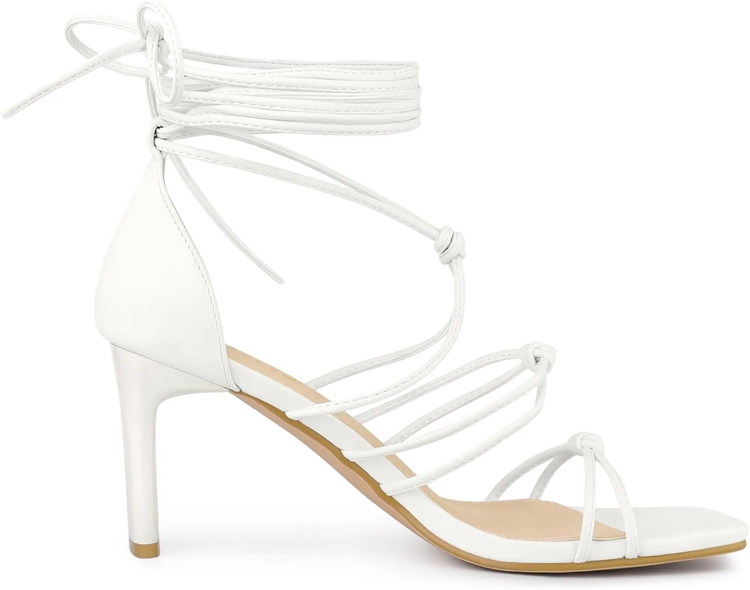 Allegra K Women's Lace Up Strappy Chunky High Heels Sandals