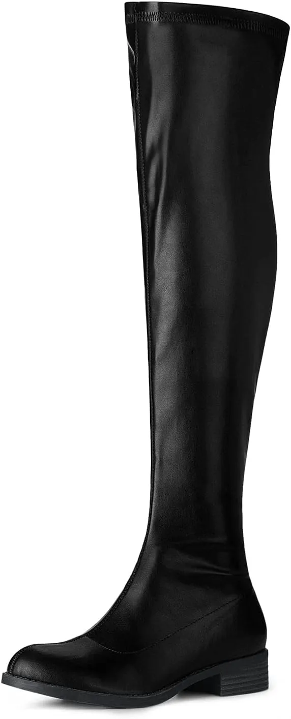 Allegra K Women's Thigh High Boots Low Block Heel Fashion Over the Knee High Boots