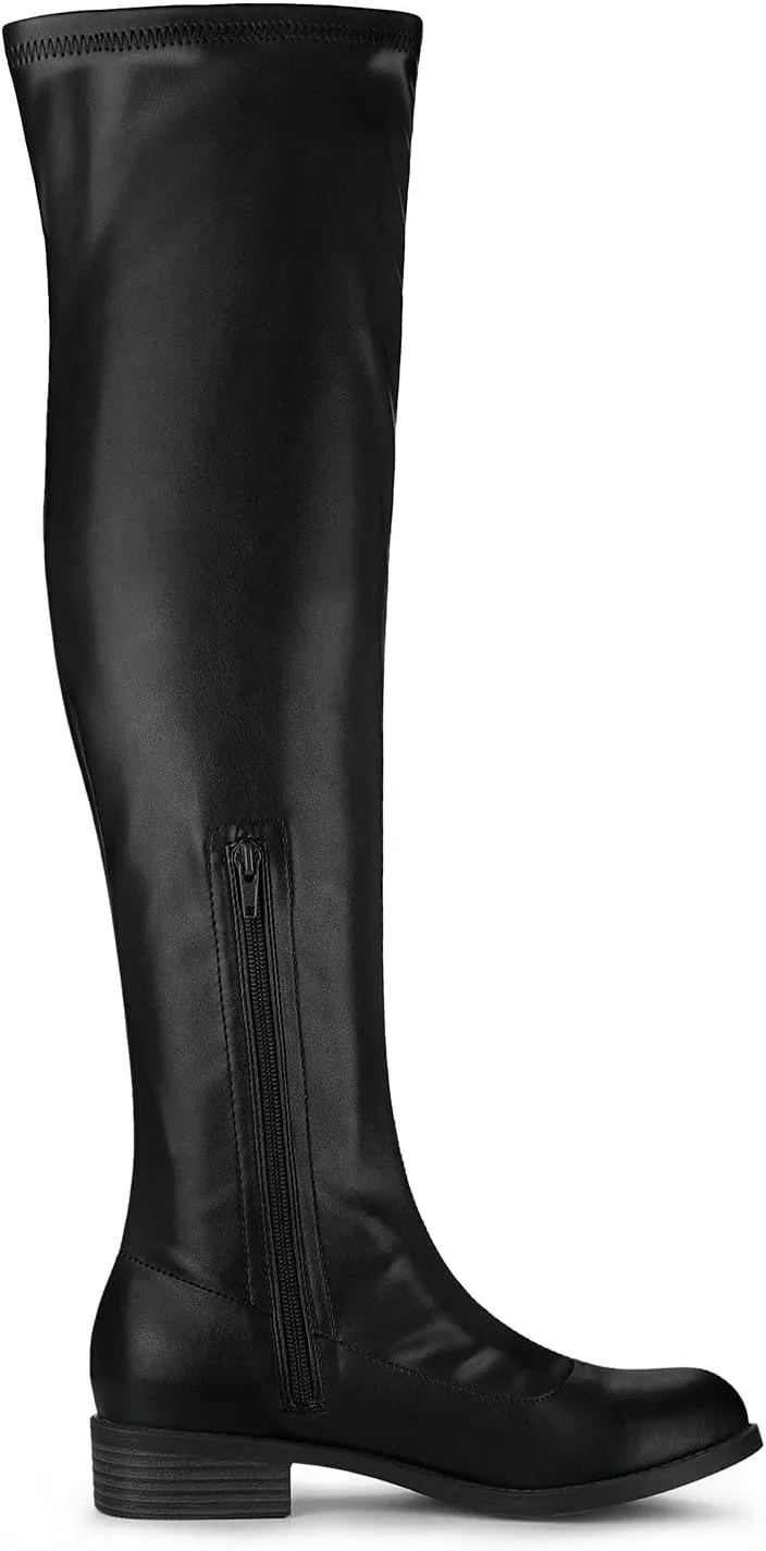Allegra K Women's Thigh High Boots Low Block Heel Fashion Over the Knee High Boots