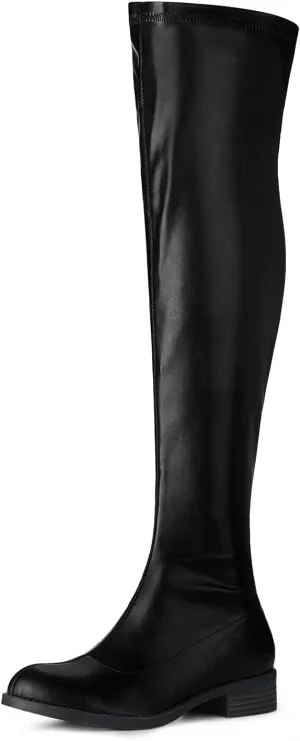 Allegra K Women's Thigh High Boots Low Block Heel Fashion Over the Knee High Boots