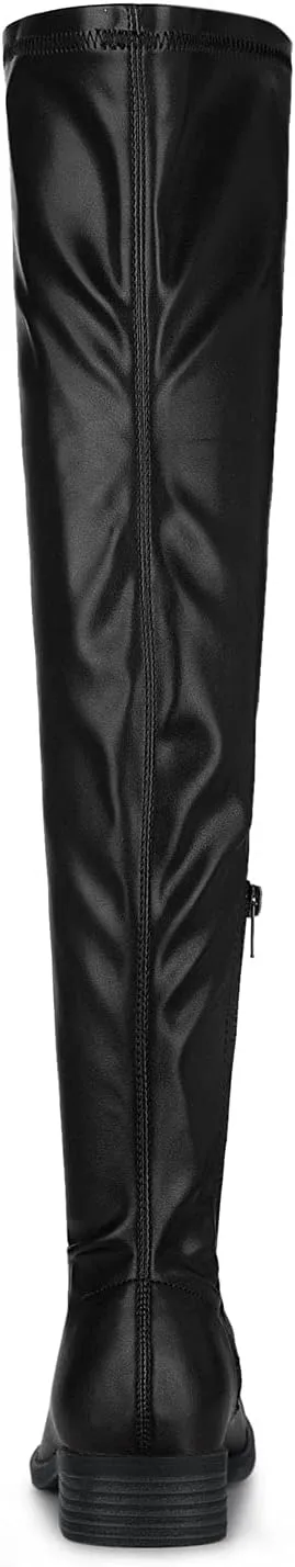 Allegra K Women's Thigh High Boots Low Block Heel Fashion Over the Knee High Boots