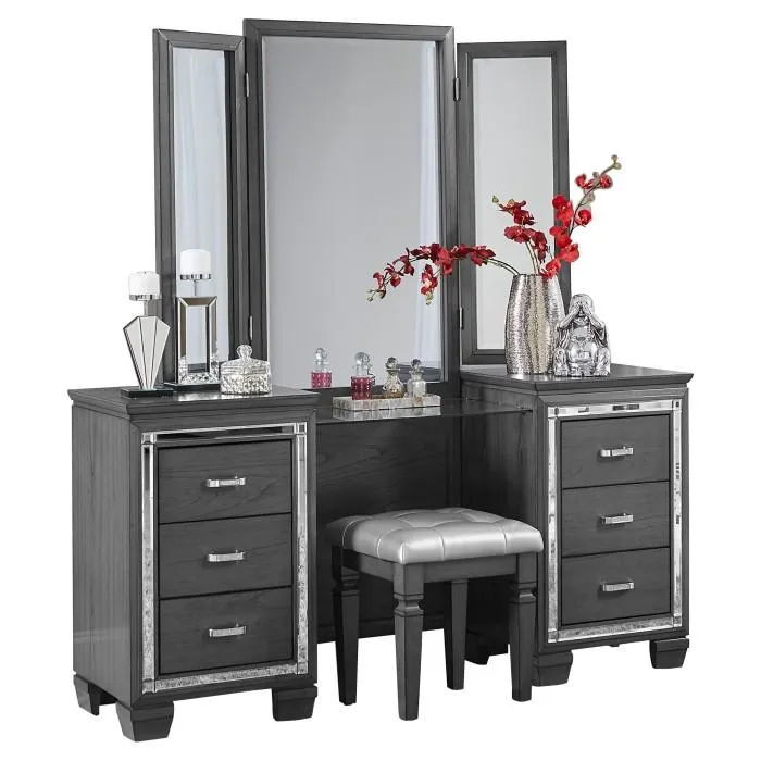 Allura Queen Panel Bed in Gray 1916GY-1
