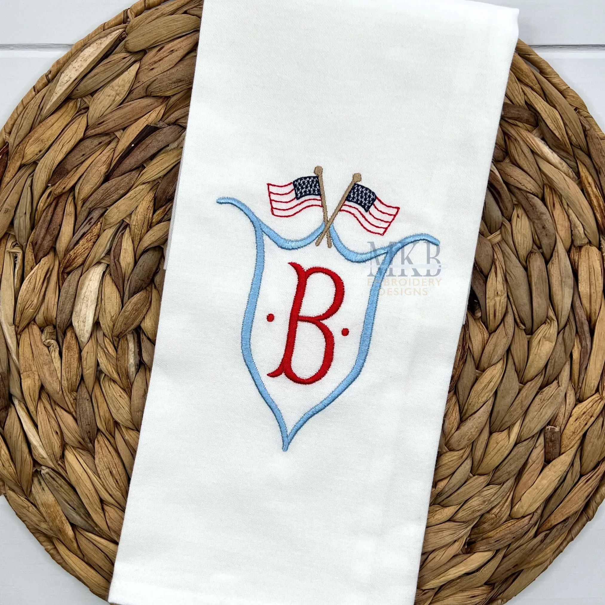 American Flag Crest, Patriotic Scroll Crest, Machine Embroidery Design, Satin Stitch
