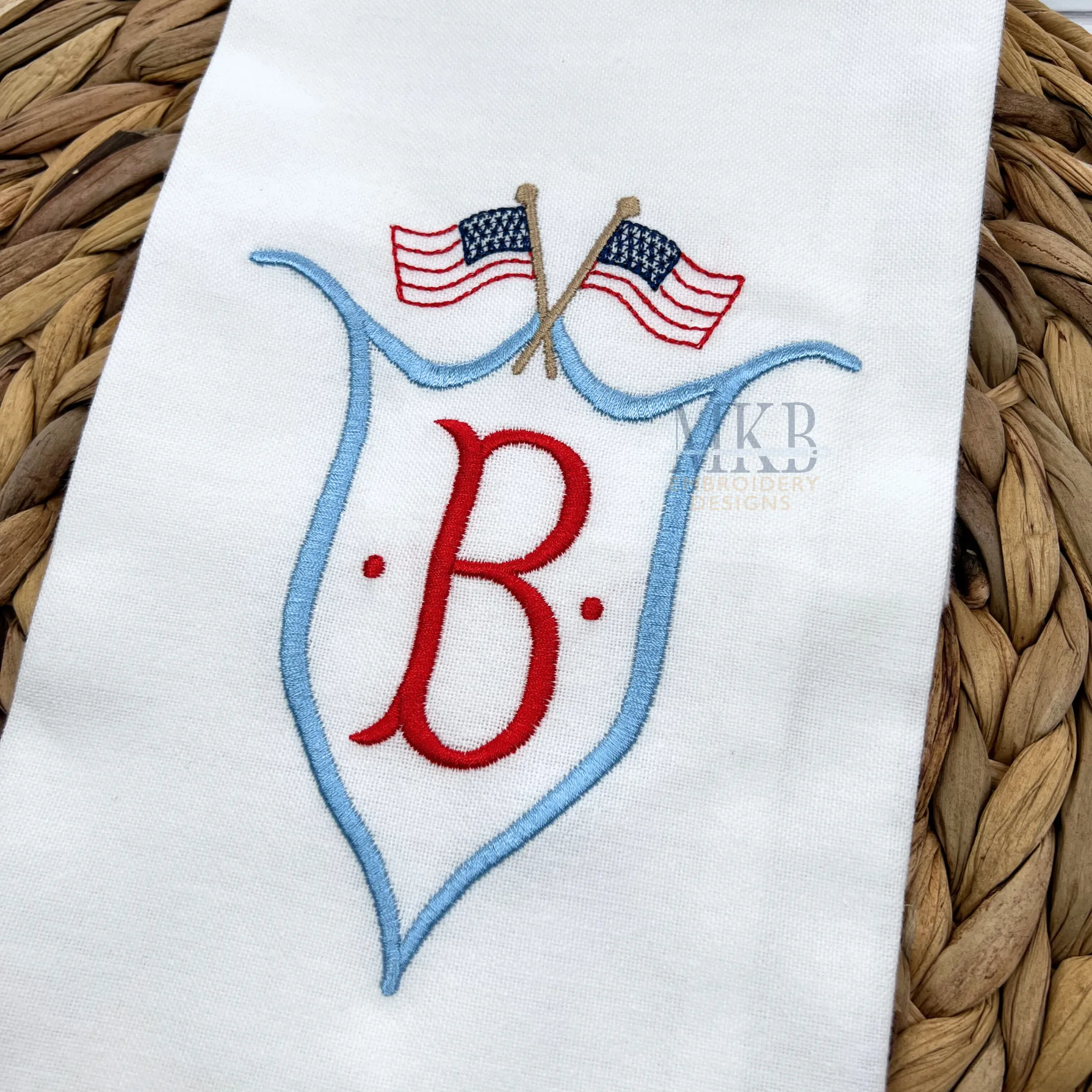 American Flag Crest, Patriotic Scroll Crest, Machine Embroidery Design, Satin Stitch