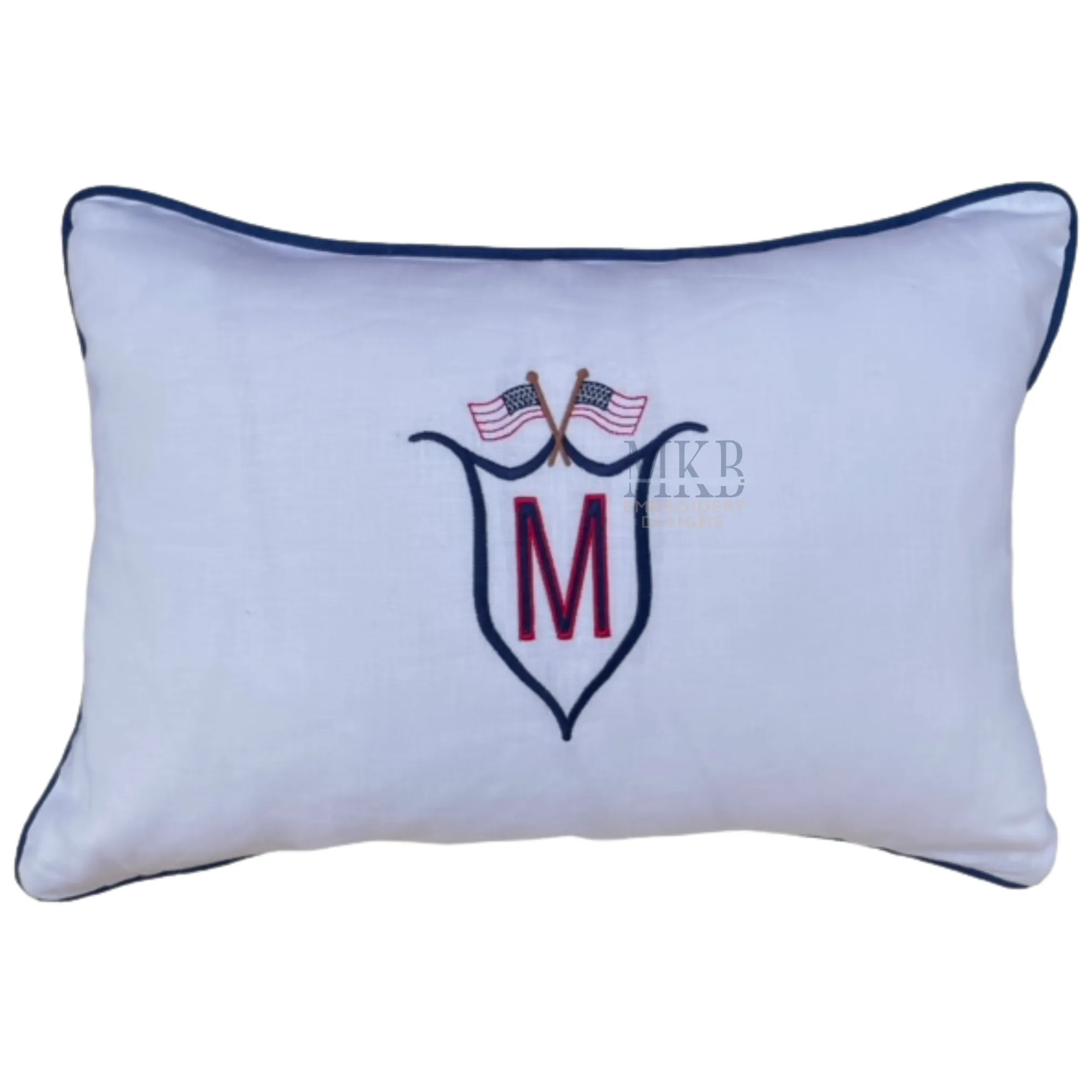 American Flag Crest, Patriotic Scroll Crest, Machine Embroidery Design, Satin Stitch