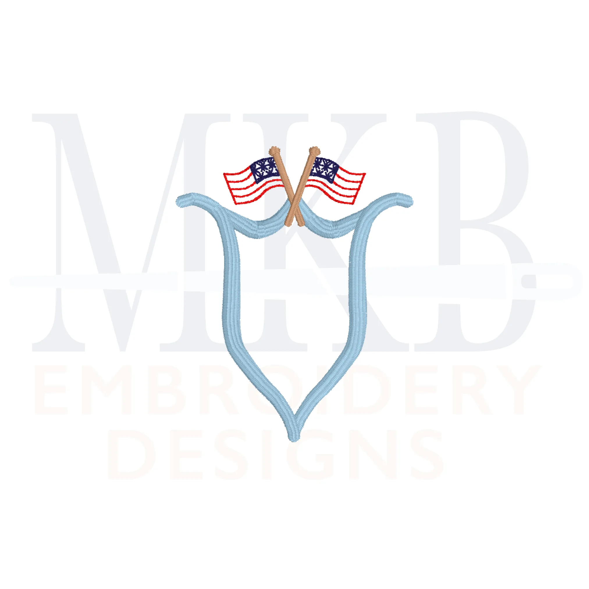 American Flag Crest, Patriotic Scroll Crest, Machine Embroidery Design, Satin Stitch