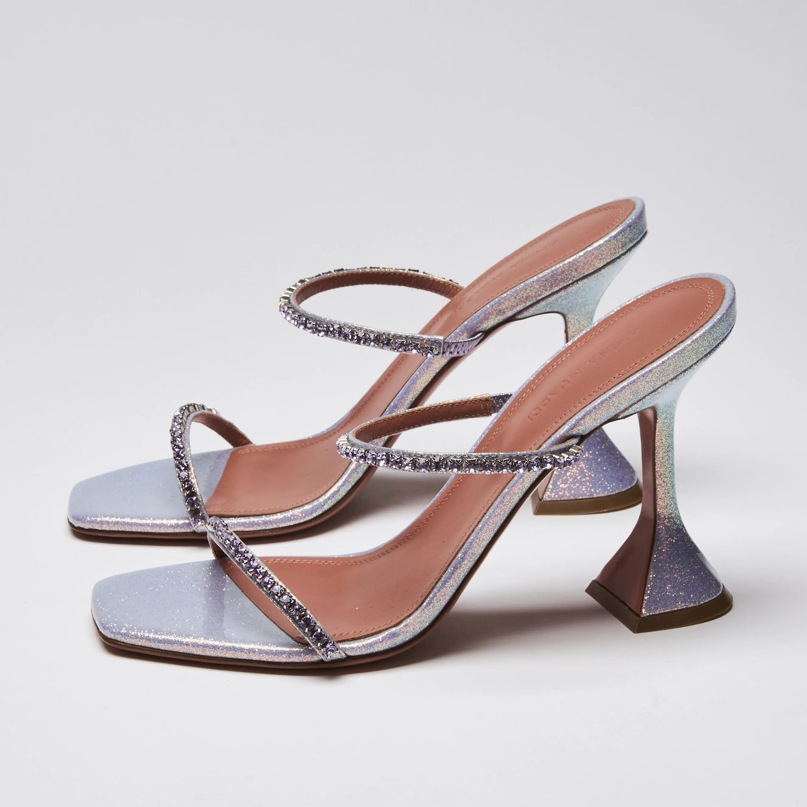 Amina Muaddi "Gilda" Crystal Heel Sandals Size 37