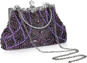 Amylove 1920s Vintage Beaded Clutch Evening Bag Formal 1920s Accessories for Women Wedding Party Gift
