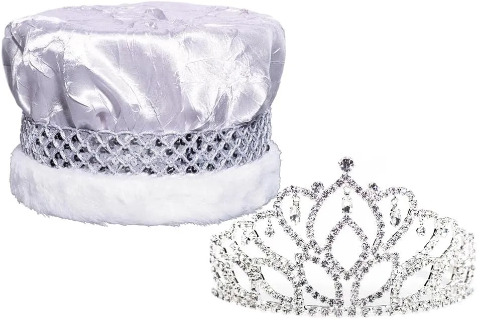 Anderson's Royal Grandeur Set, Mirabella Tiara/Crushed Satin Crown/Silver Band/Fur Trim