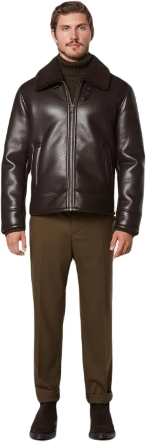 Andrew Marc Men's Faux Leather Sherling Jacket