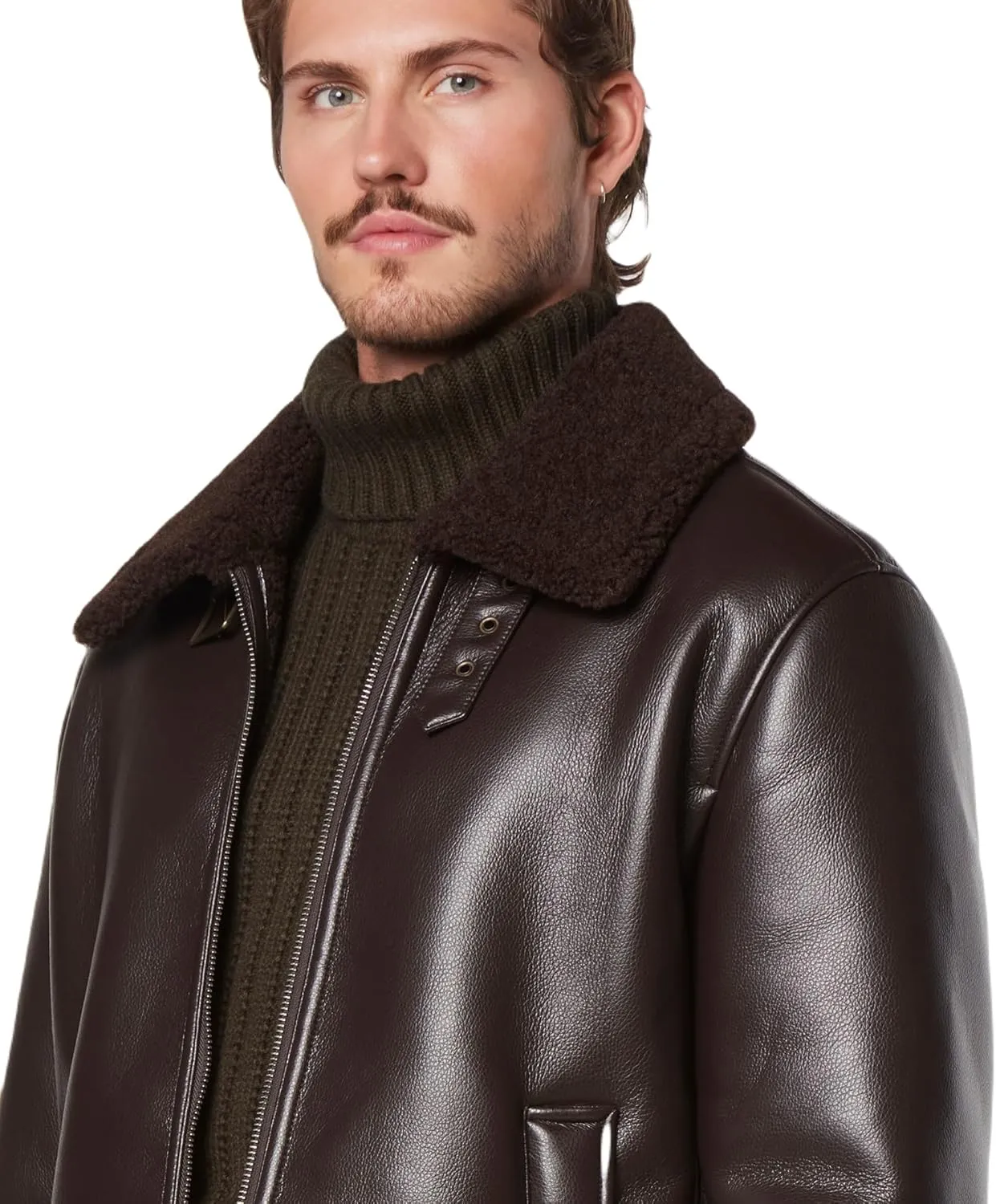 Andrew Marc Men's Faux Leather Sherling Jacket