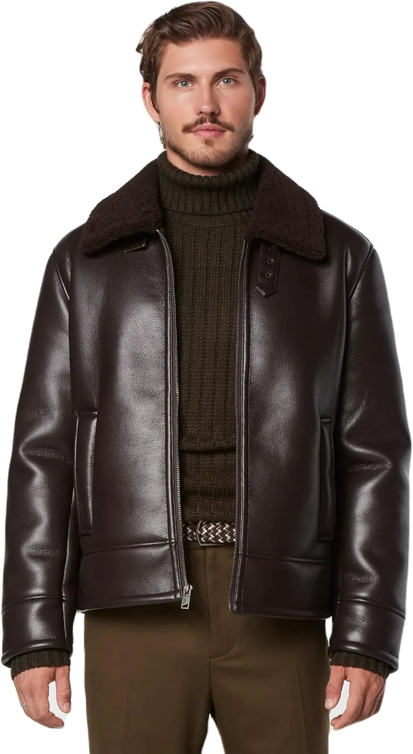 Andrew Marc Men's Faux Leather Sherling Jacket