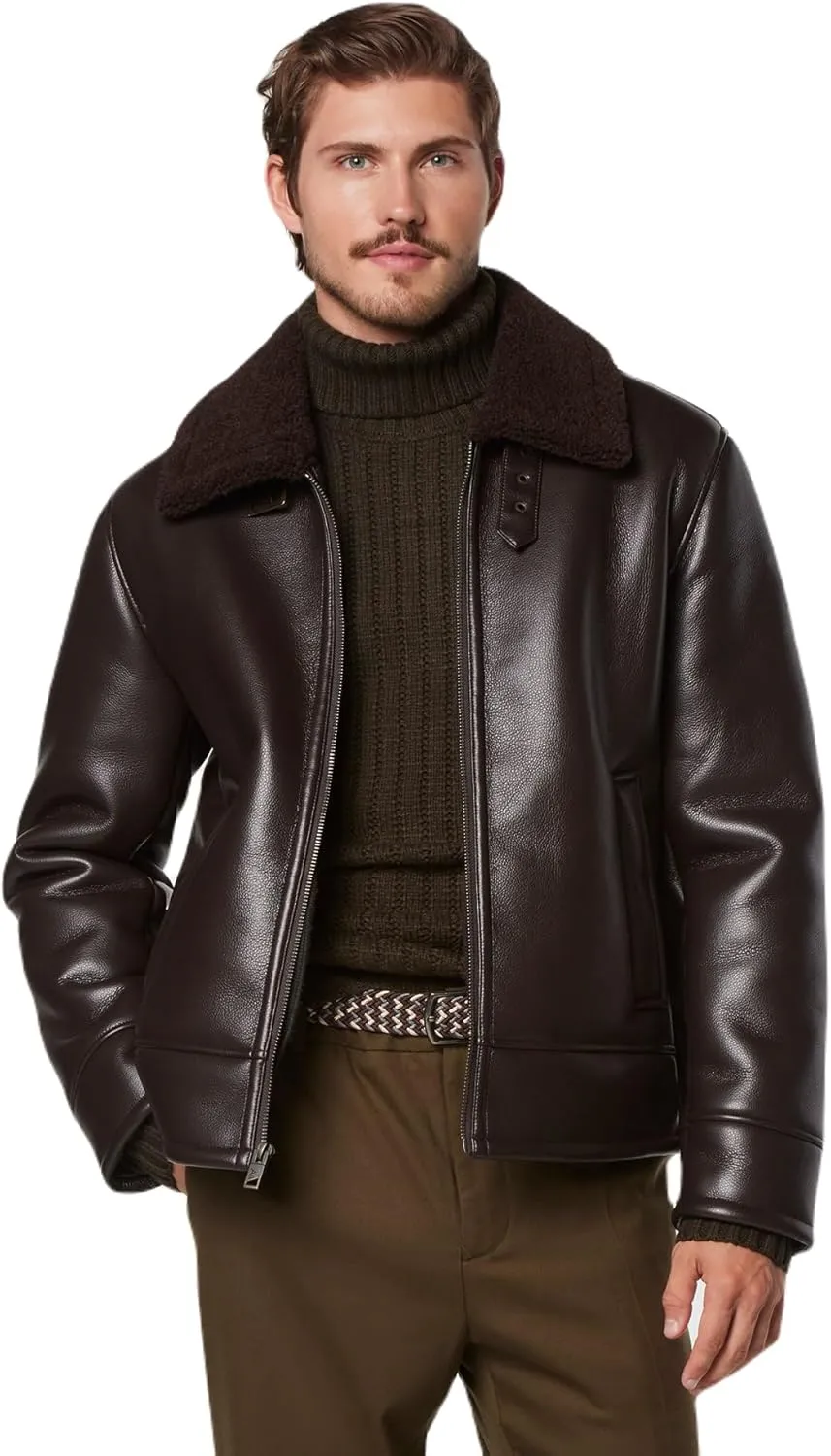 Andrew Marc Men's Faux Leather Sherling Jacket
