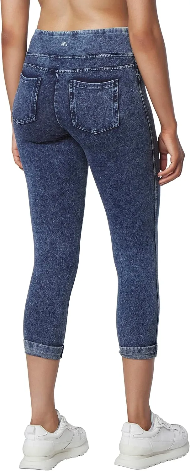 Andrew Marc Women's Faux Denim Cropped Legging, Regular and Plus Sizes