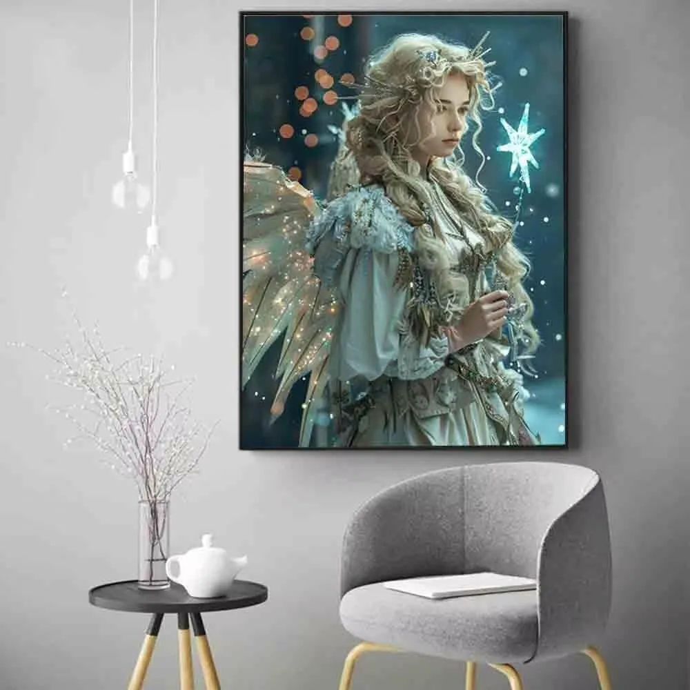 Angel Diamond Art Kits for Adults, Diamond Painting Flower Gem Arts and Crafts for Adults, 5D Square Full Drill Crystal Embroidery Paintings Pictures, Hobbies for women, Home Wall Decor 28x38in -30z8