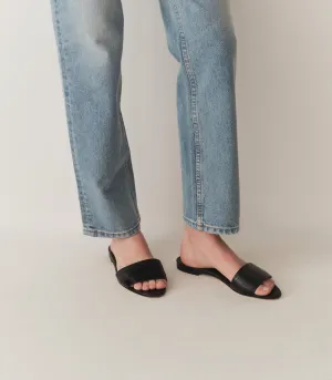 ANGELICA SANDAL -- BLACK FAUX CROC