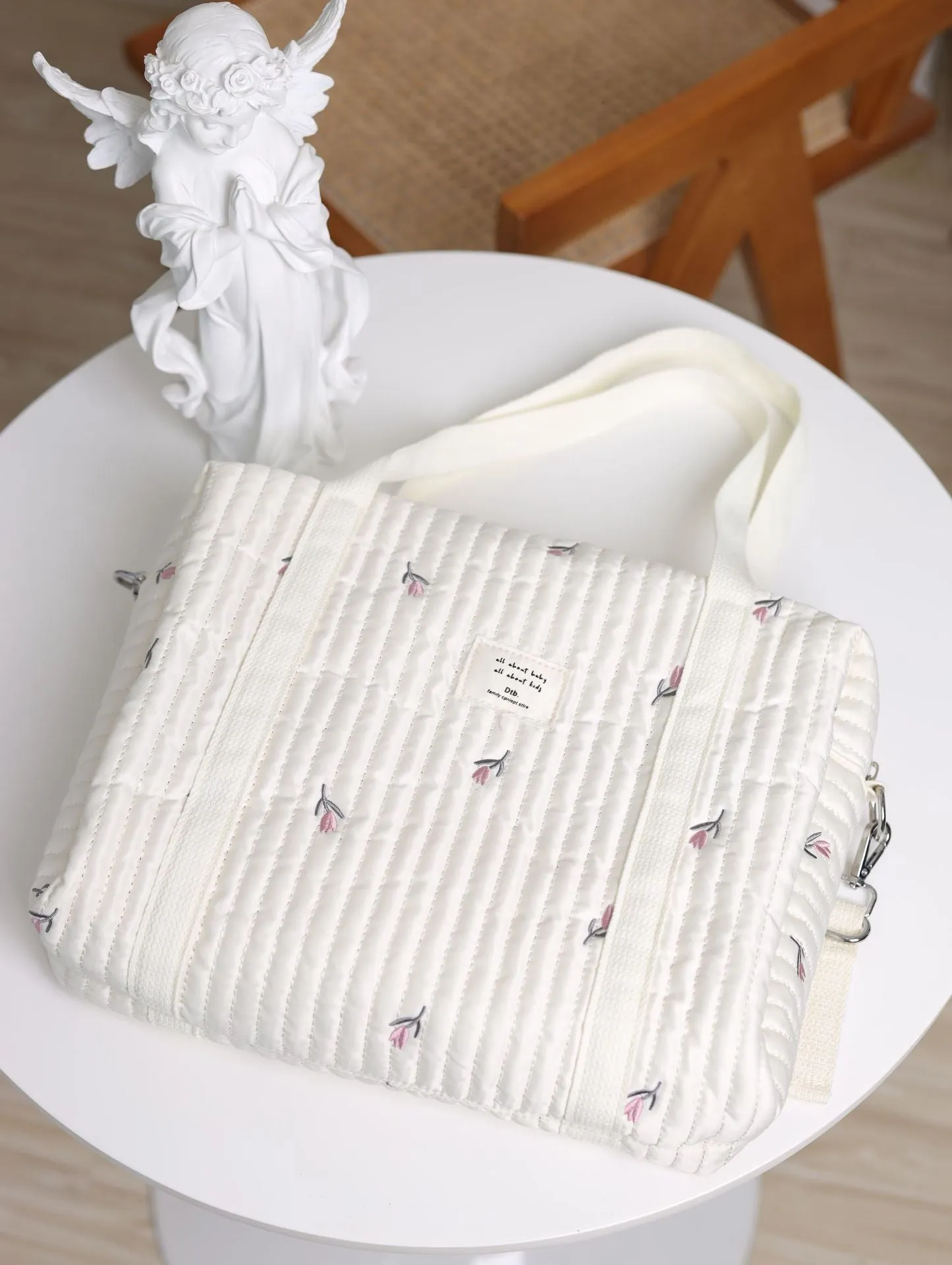 ANYMOM Mommy Diaper Bag Stuff Flower Handbag Embroidery Quilted Shoulder Mommy Bag Stroller for Baby