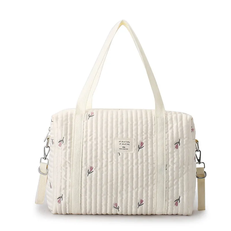 ANYMOM Mommy Diaper Bag Stuff Flower Handbag Embroidery Quilted Shoulder Mommy Bag Stroller for Baby