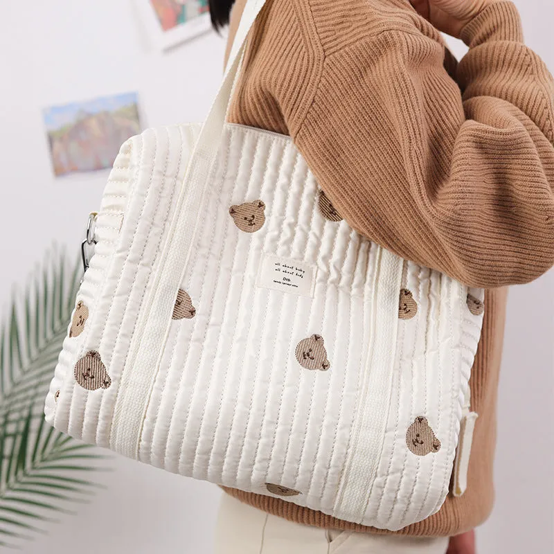 ANYMOM Mommy Diaper Bag Stuff Flower Handbag Embroidery Quilted Shoulder Mommy Bag Stroller for Baby