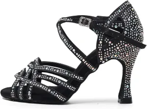 AOQUNFS Rhinestones Latin Dance Shoes Salsa Ballroom Practice Performance Dance Shoes for Women,Model L357
