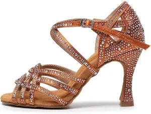 AOQUNFS Rhinestones Latin Dance Shoes Salsa Ballroom Practice Performance Dance Shoes for Women,Model L357