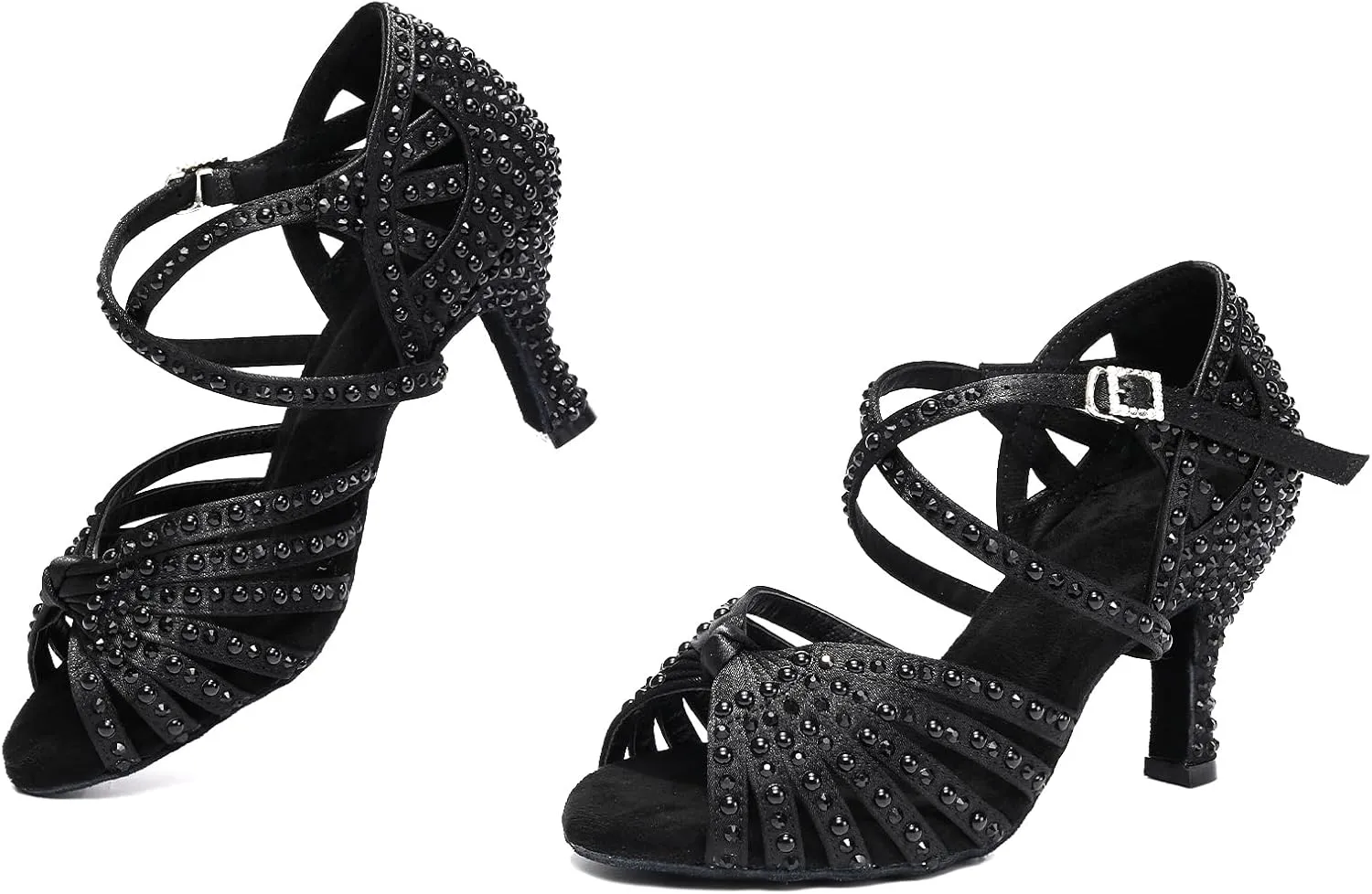 AOQUNFS Women's Rhinestones Latin Dance Shoes Ballroom Salsa Performance Professional Practice Dancing Shoes,Model L429