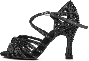 AOQUNFS Women's Rhinestones Latin Dance Shoes Ballroom Salsa Performance Professional Practice Dancing Shoes,Model L429