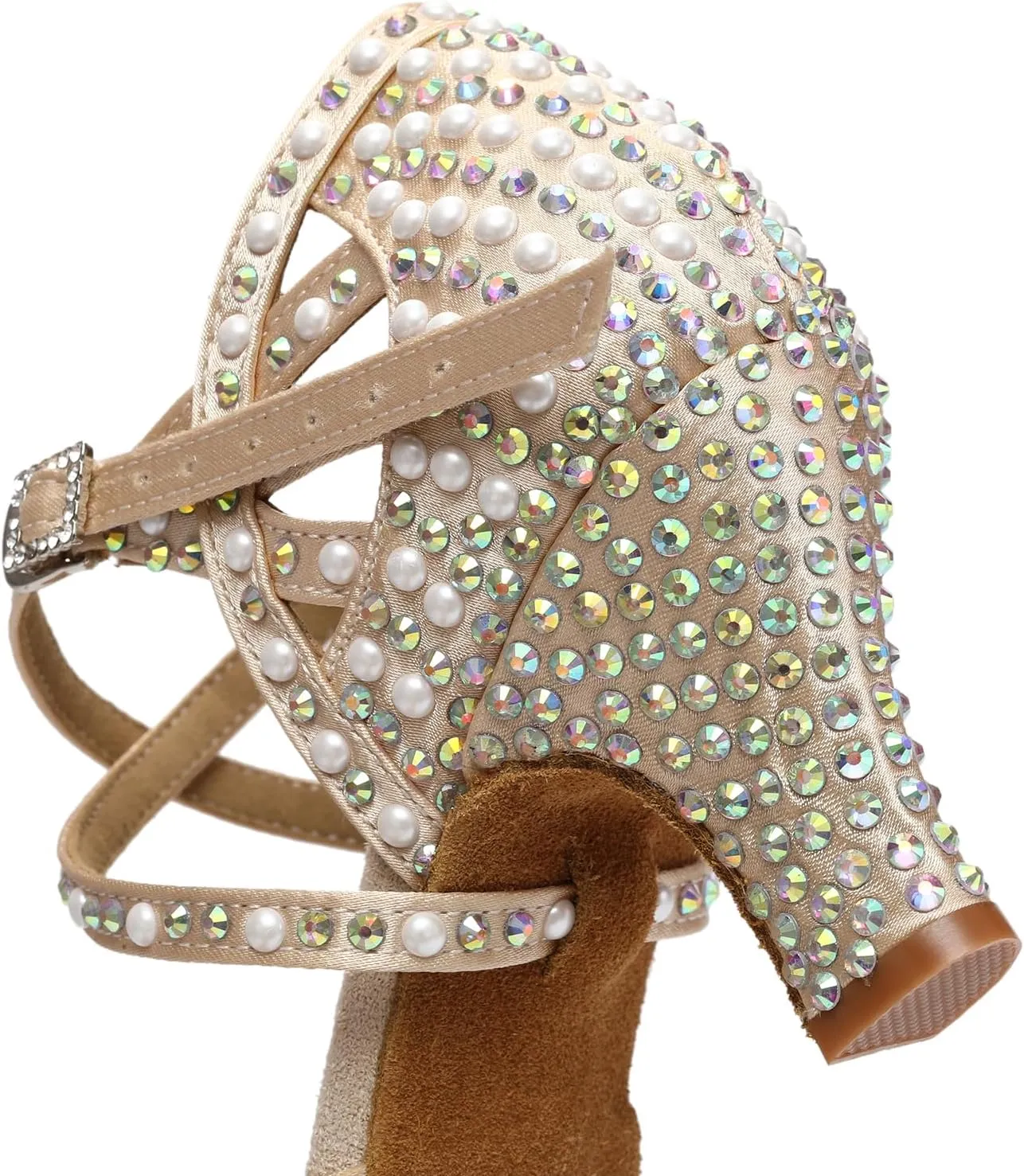 AOQUNFS Women's Rhinestones Latin Dance Shoes Ballroom Salsa Performance Professional Practice Dancing Shoes,Model L429