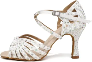 AOQUNFS Women's Rhinestones Latin Dance Shoes Ballroom Salsa Performance Professional Practice Dancing Shoes,Model L429