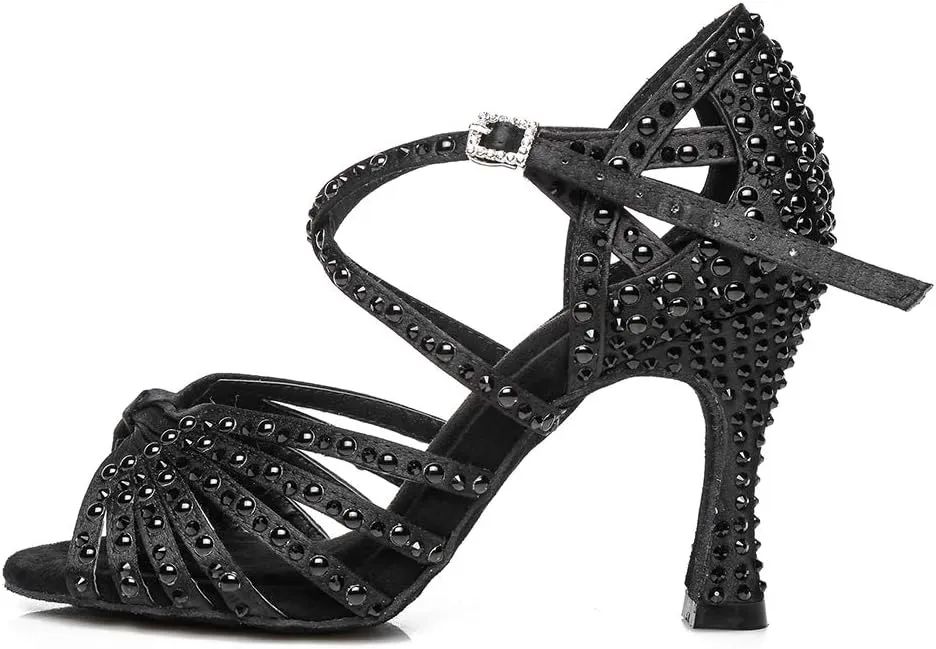 AOQUNFS Women's Rhinestones Latin Dance Shoes Ballroom Salsa Performance Professional Practice Dancing Shoes,Model L429