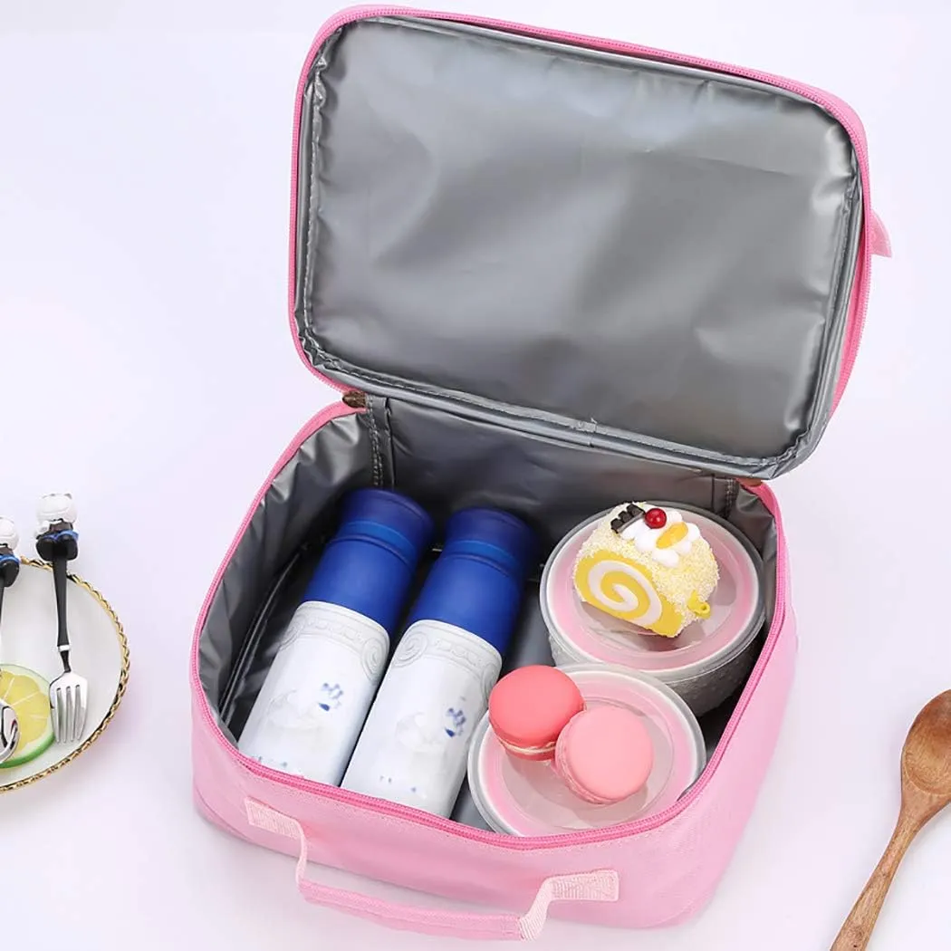 AOUTACC Handheld Lunch Box, Reusable Insulated Flip Sequins Lunch Tote Bag Handheld Box Roomy Carry Bag Lunchbox Gifts for Women,Kids Lunch Box Glittering Shining Travel Meal Tote Kit (Pink Star)