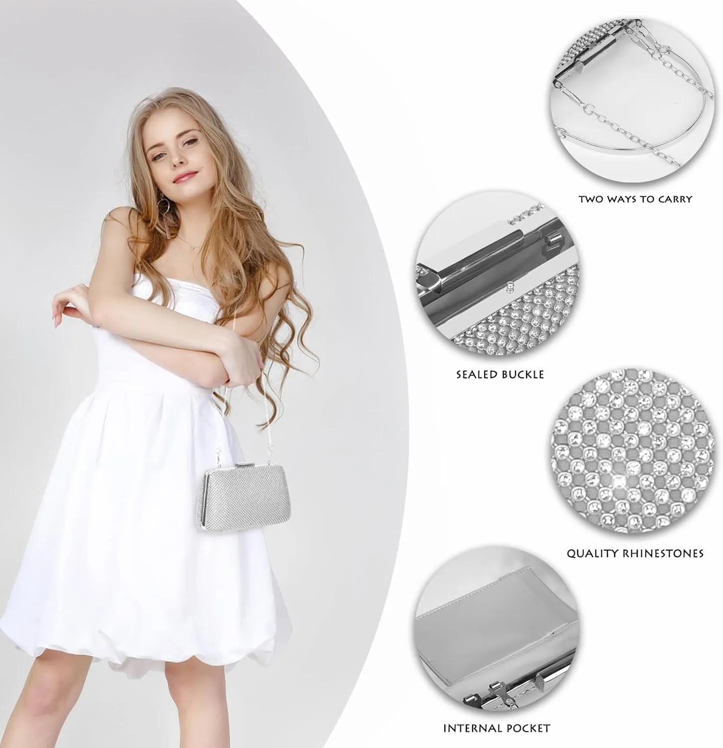 AOYUNHUI Clutch Purses for Women Evening Bags Rhinestone Bag for Wedding Prom Party