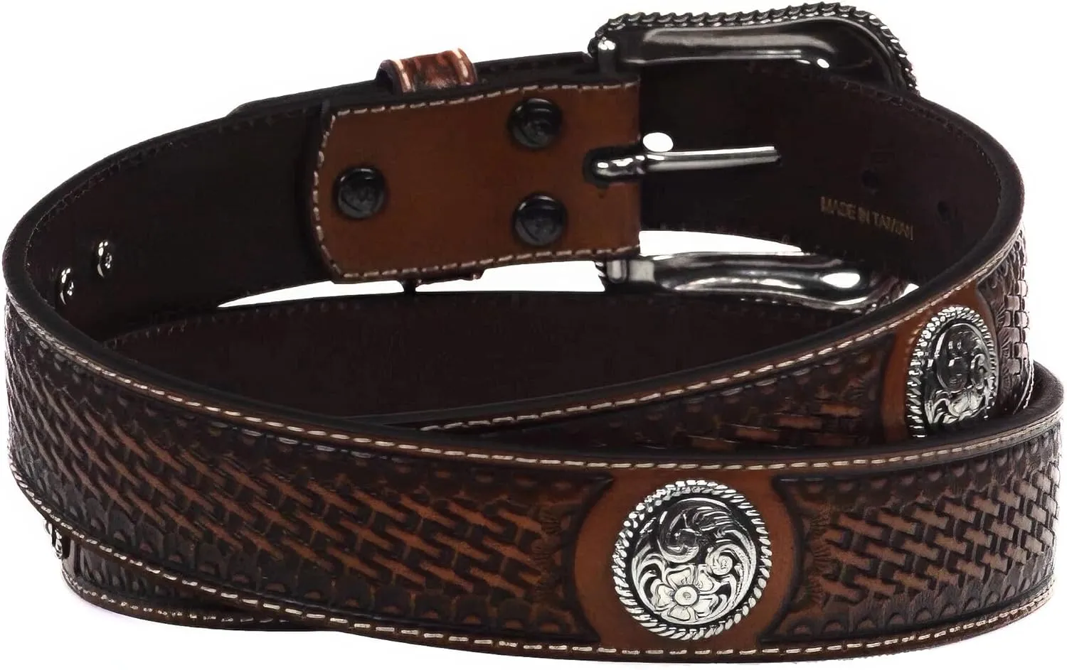 ARIAT Men's Basket Stamp Circle Concho Belt