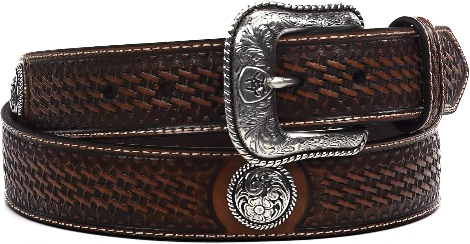 ARIAT Men's Basket Stamp Circle Concho Belt
