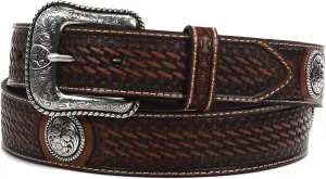 ARIAT Men's Basket Stamp Circle Concho Belt