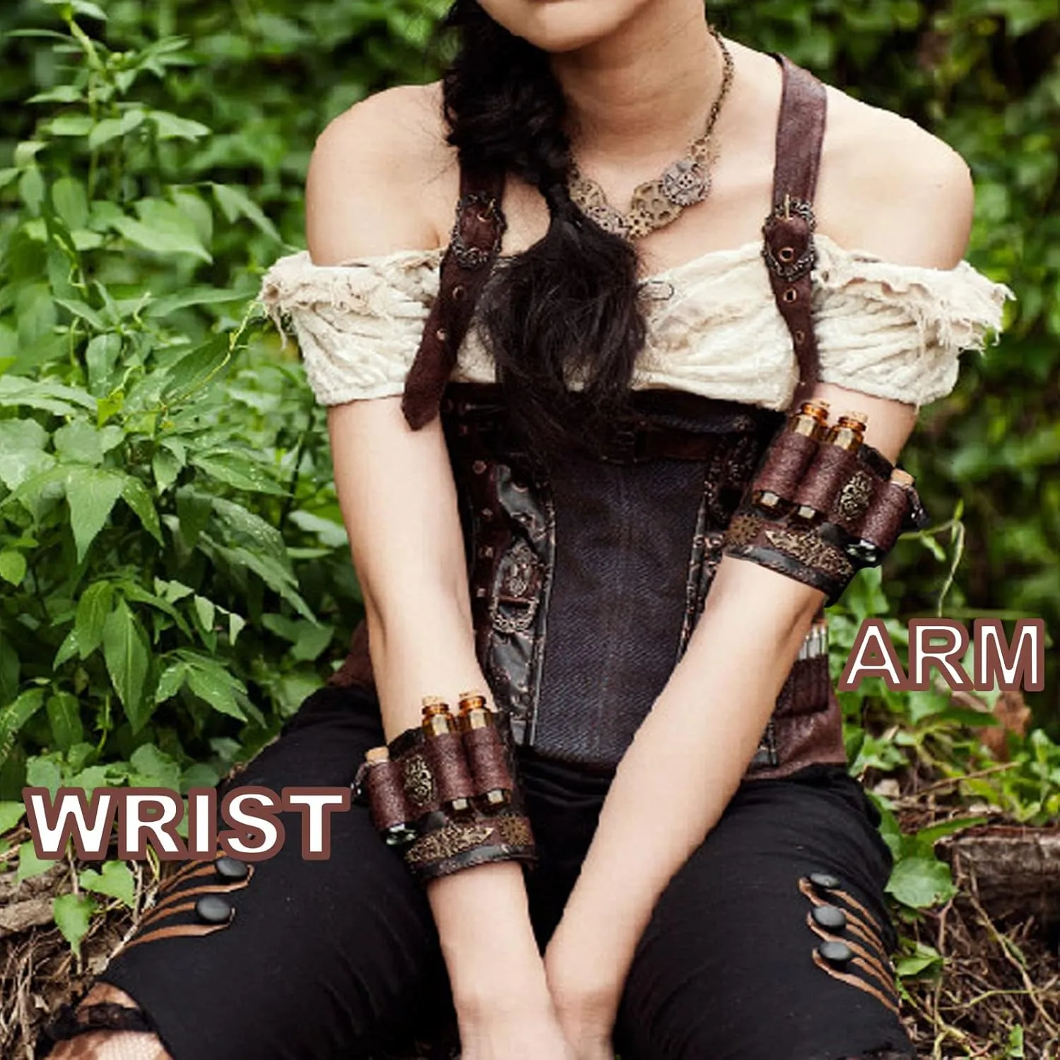 Armband Steampunk Arm Bracer Cuff Wrist Guard Sleeve Armor Gauntlet Medieval Gothic Witch Magic Bottle Lolita Cosplay Props