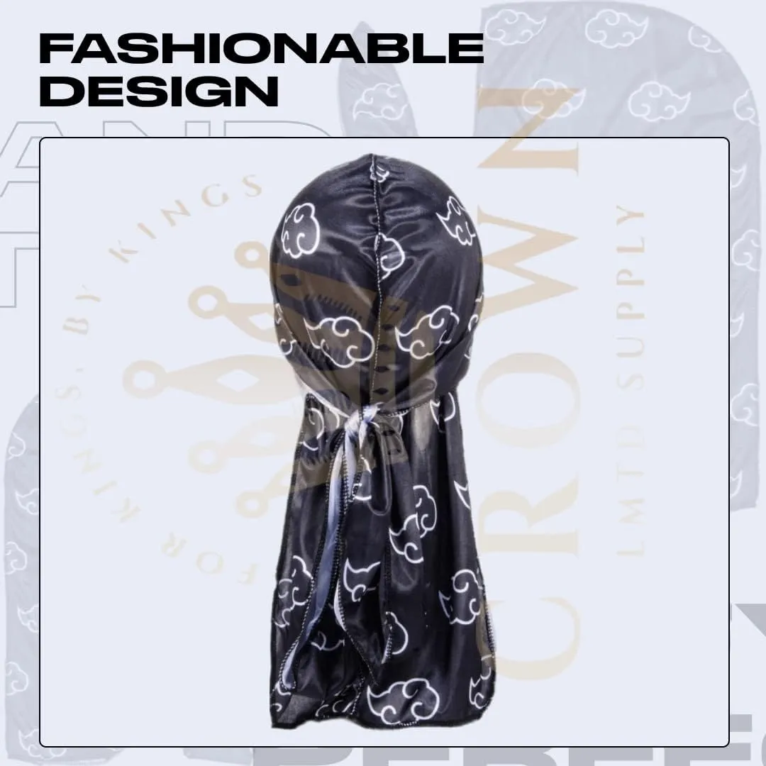 Art Silky Durag with Long Wide Tails - Satin Smooth Silk Fabric Durags for Comfort and Compression