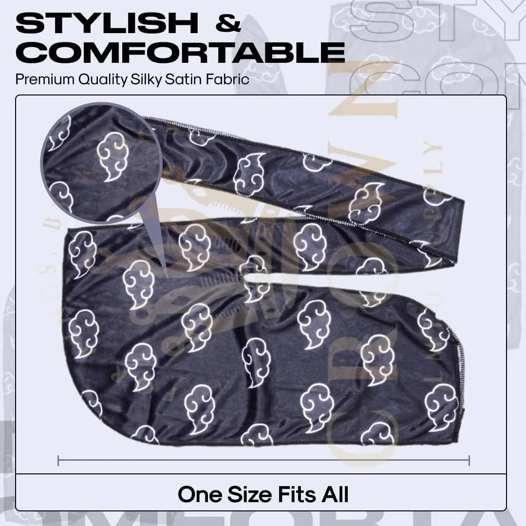 Art Silky Durag with Long Wide Tails - Satin Smooth Silk Fabric Durags for Comfort and Compression
