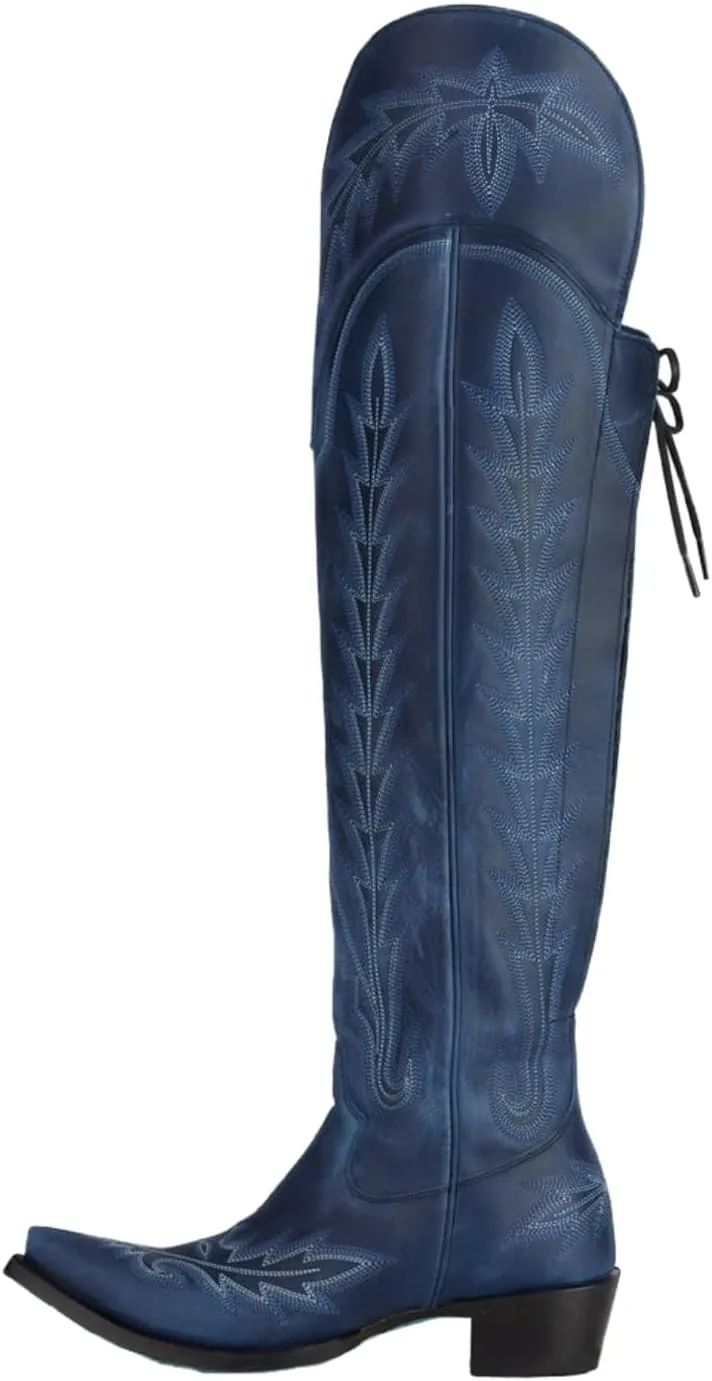 Atuelang Cowboy Boots for Women Thigh High Cowgirl Boots Wide Calf Western Embroidered Over The Knee Boots