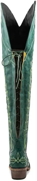Atuelang Cowboy Boots for Women Thigh High Cowgirl Boots Wide Calf Western Embroidered Over The Knee Boots