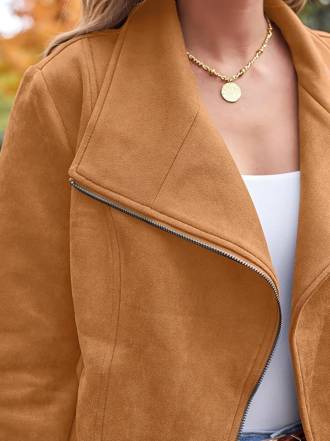 AUTOMET Womens Faux Leather Jackets Suede Fall Fashion 2025 Outfits Winter Clothes Open Front Cropped Coat Outwear