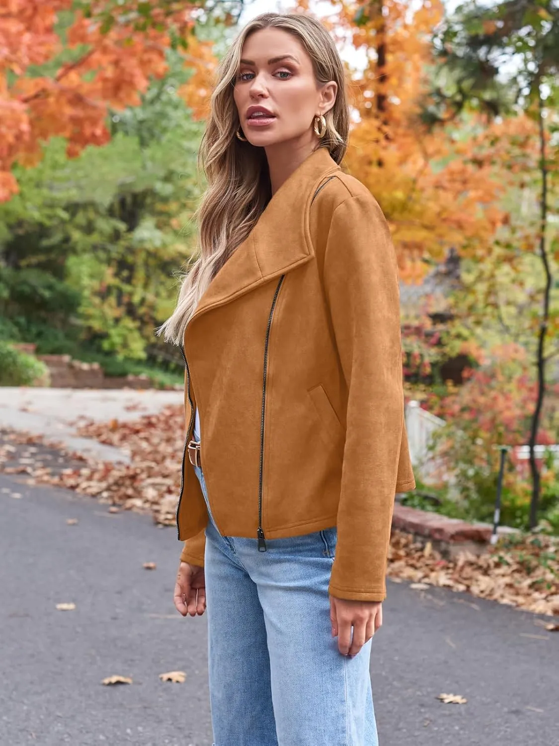AUTOMET Womens Faux Leather Jackets Suede Fall Fashion 2025 Outfits Winter Clothes Open Front Cropped Coat Outwear