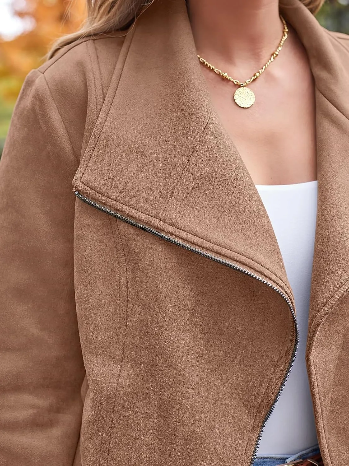AUTOMET Womens Faux Leather Jackets Suede Fall Fashion 2025 Outfits Winter Clothes Open Front Cropped Coat Outwear