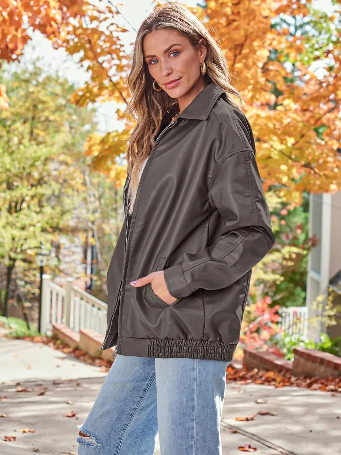 AUTOMET Womens Oversized Leather Jackets Faux Suede Fall Fashion Motorcycle Coats Winter Outfits Clothes Y2k Tops