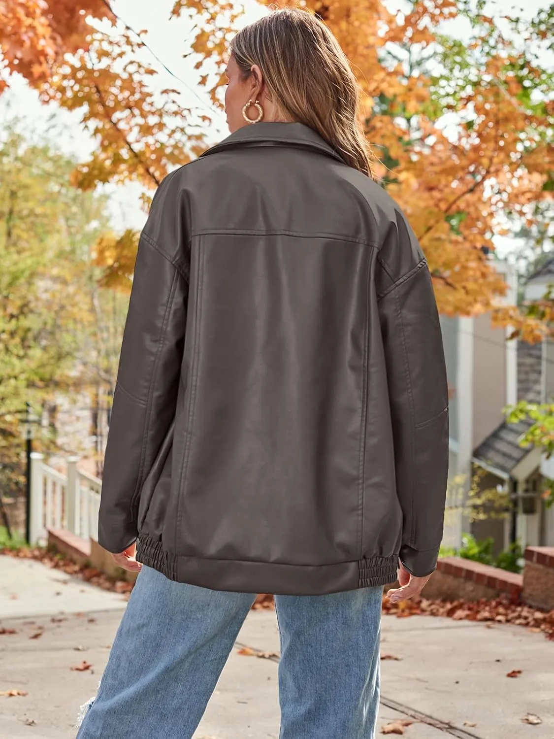 AUTOMET Womens Oversized Leather Jackets Faux Suede Fall Fashion Motorcycle Coats Winter Outfits Clothes Y2k Tops