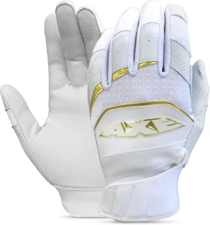 Axe Pro-Fit Batting Gloves White/Gold Cabretta Leather Adult XXL