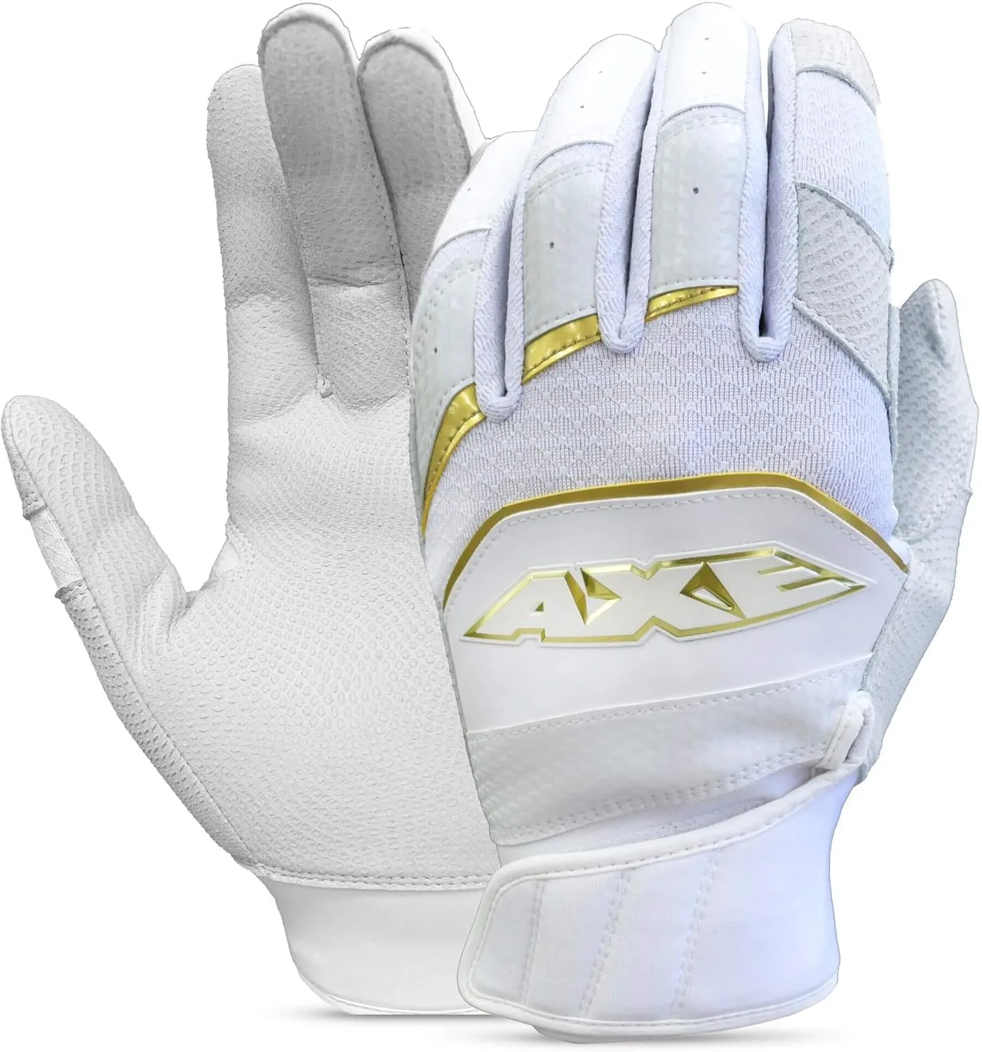 Axe Pro-Fit Batting Gloves White/Gold Cabretta Leather Adult XXL