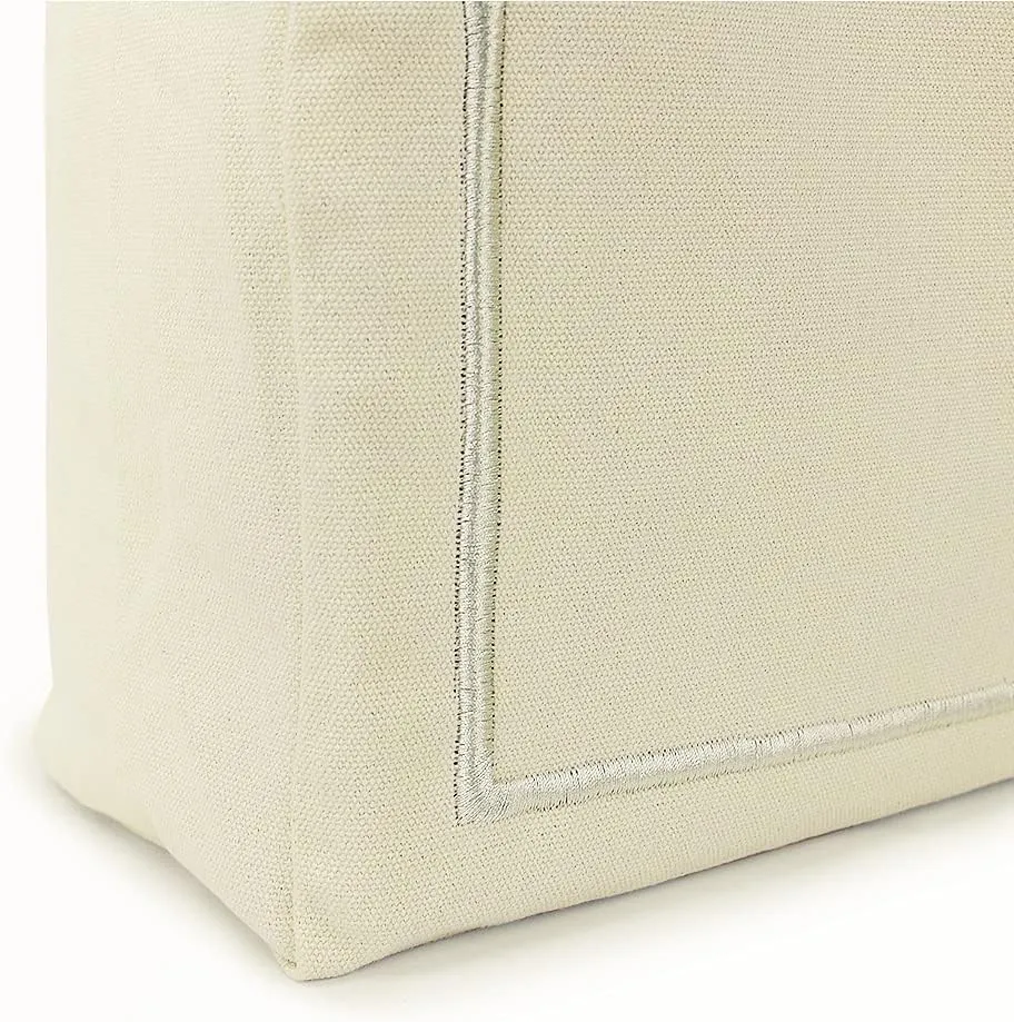 Azuca Reusable Grocery Shopping Cloth Bags (5 Pack) Super Strong Large 12oz 100% Cotton Fashionable embroidery Canvas Tote Bag, DIY Your Creative Designs